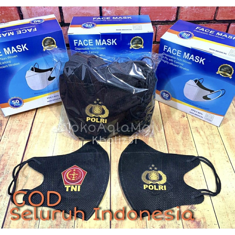 Masker Duckbill TNI POLRI Premium isi 50pcs