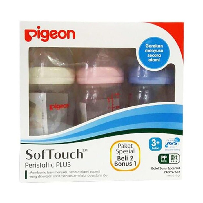 Pigeon Peristaltic Plus Wideneck Bottle PROMO 240ml x 3pcs