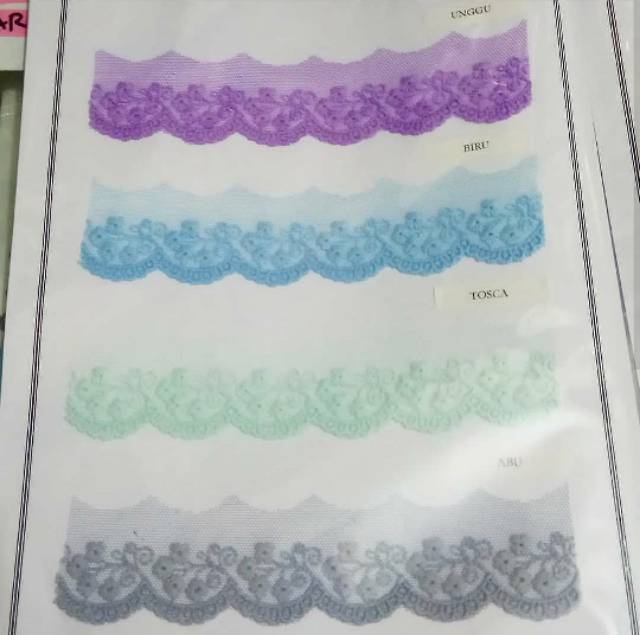 Renda tile bunga bordir rajut brokat tule tulle tille thyle tyle  baju mukena kebaya harga 1 ROLL