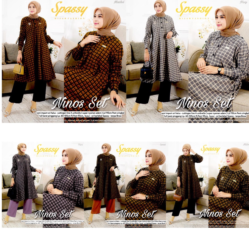 SETELAN CELANA NINOS SET ORIGINAL SPASSY SETELAN HIJAB SET CANTIK KEKINIAN SETELAN PREMIUM ORI