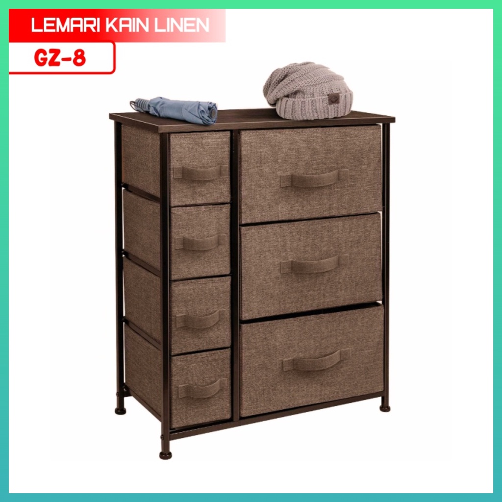 Lemari Linen 2 susun 7 Laci Lemari sisi ranjang Lemari portable Bagus GZ-8 Worldhome66