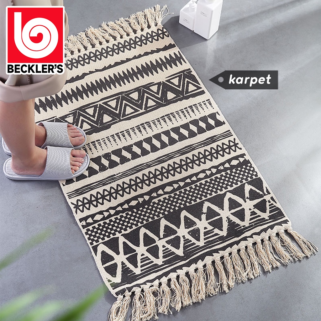 Karpet Bohemian  2 Ukuran/ Keset Karpet Tenun Linen Bohemian Rug Mat