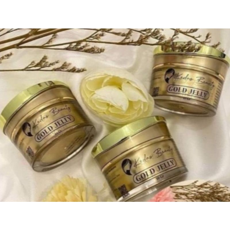 paket 3pcs gold jelly cream emas pencerah pemutih wajah anti jerawat flek hilang tampak glowing dari