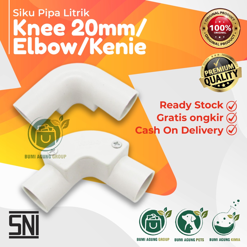 Knee 20mm / Elbow / Lbow / L bow / Kenie / Siku Pipa Listrik 20 mm pipa konduit conduit