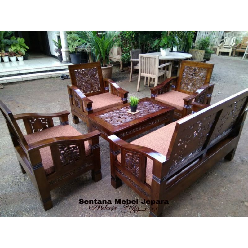 Kursi Tamu Jati Ukir Minimalis, Kursi Tamu Sudut Minimalis, Kursi Sudut Tamu Jati, Kursi Jati Tamu M