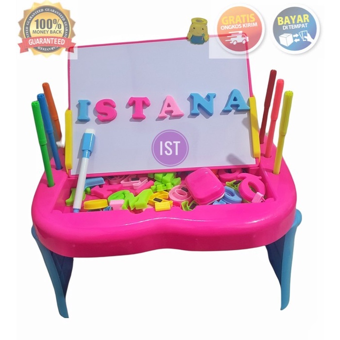 

COD Mainan Papan Tulis Magnetic Drawing Board Meja Belajar Anak FU1131 - Merah Muda KADO BAYI TERBARU