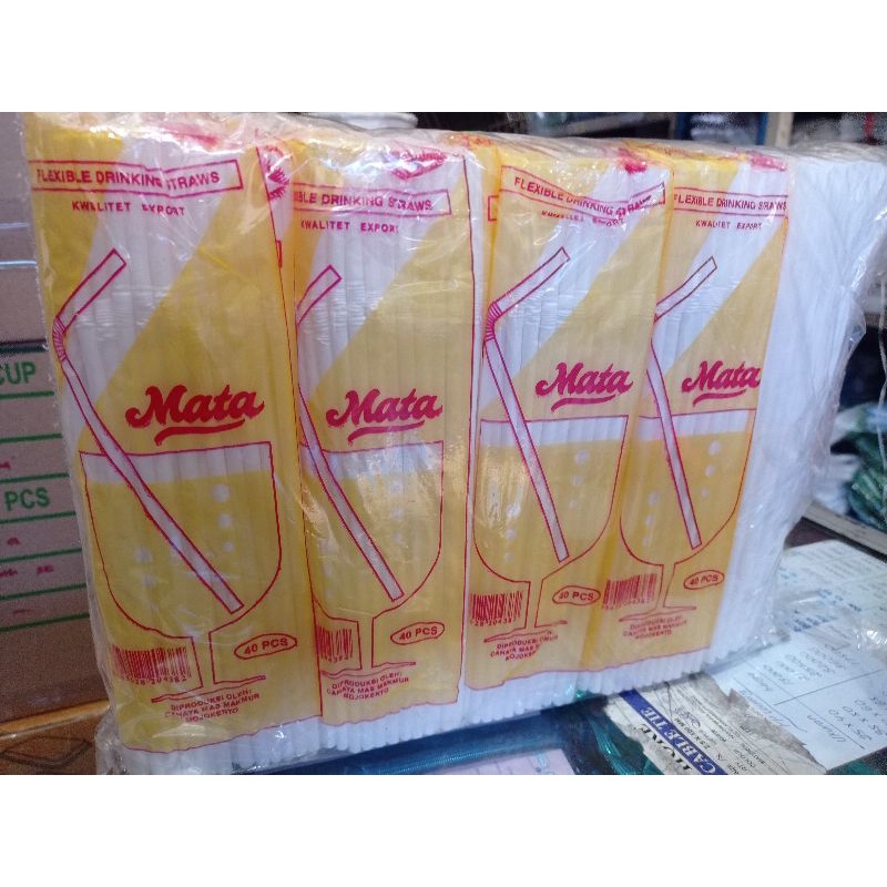 Sedotan Tekuk Putih Susu 5mm x 24cm Kemasan isi 40 Straw Murah Kemasan Ekonomis Bagus Tidak Bau