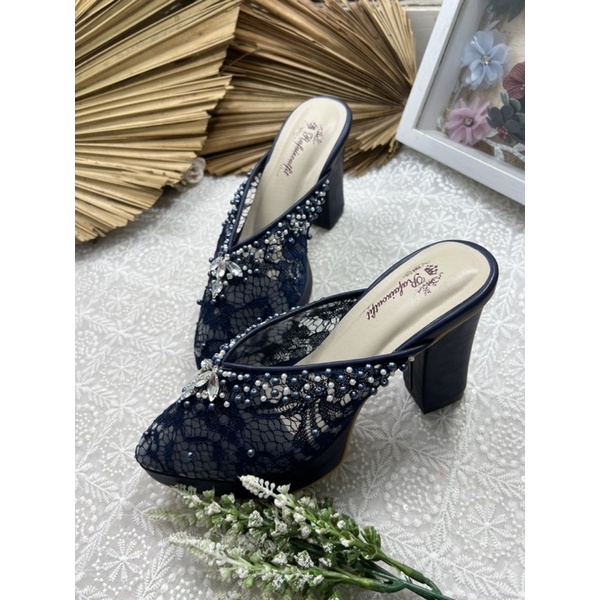 rafaizoufit sepatu wanita yohana navy tinggi 9cm tahu