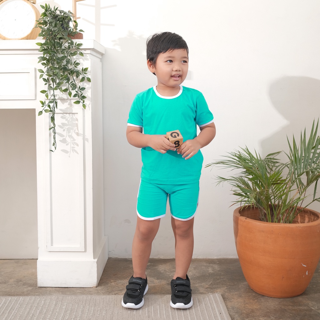 OliverKids Setelan Gemes Anak 1-7 Tahun Setelan Retro Anak Kaos Dan Celana Anak Setelan Pantai Anak Perempuan Baju Pantai Anak