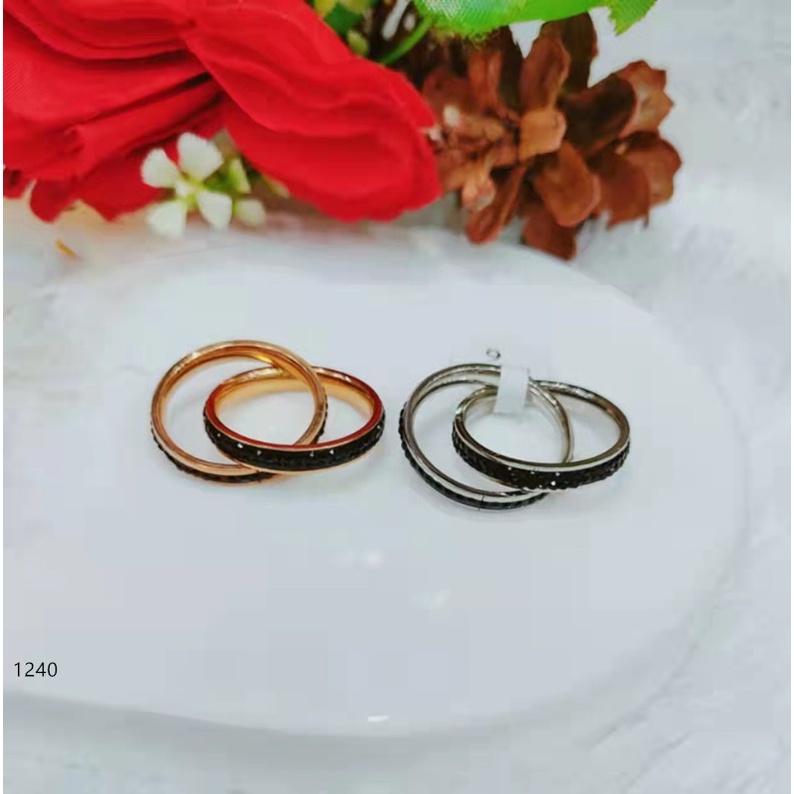 Cincin Titanium Mata Hitam Perhiasan Fashion 1239,1240