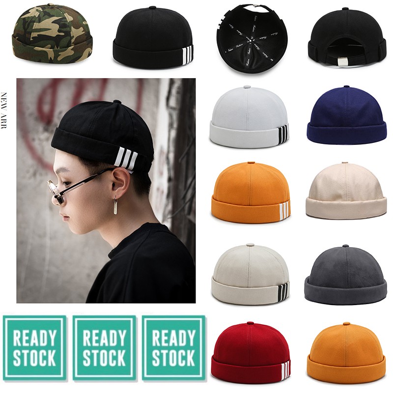 ready stock bonnet】 Brimless cap Vintage Cap Unisex Beanie Hat Sailor Cap Murni Cotton Skull cap Beberapa Warna fashion couple cap