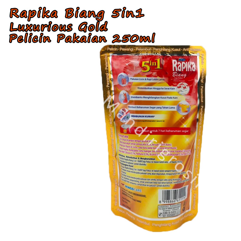 Pelicin Pakaian *Rapika Biang 5in1 * Luxurious Gold * 250ml