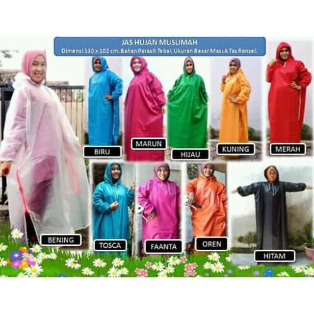 [promo] Jas hujan muslimah / mantel gamis / mantel gamis dengan resleting samping