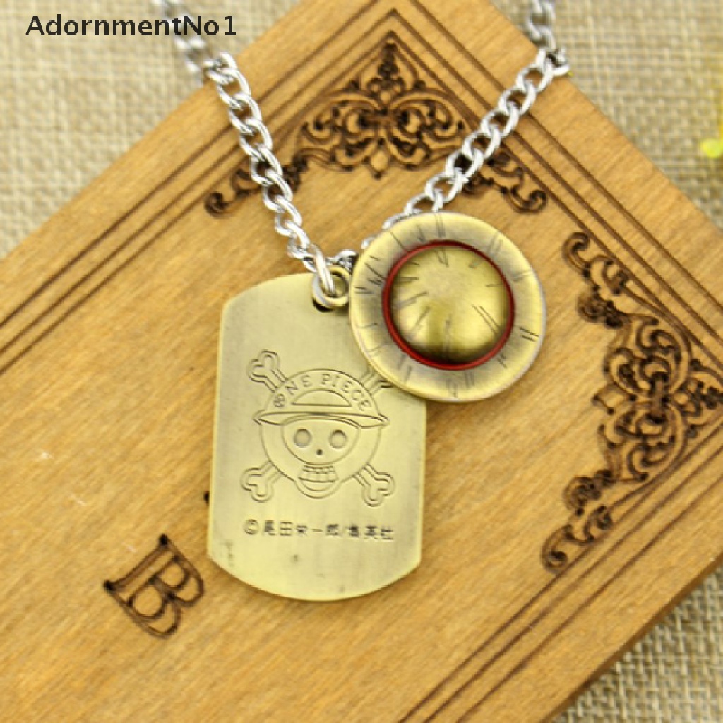 (AdornmentNo1) 1pc Kalung Rantai + Liontin Motif Anime One Piece Luffy + Tengkorak Untuk Wanita