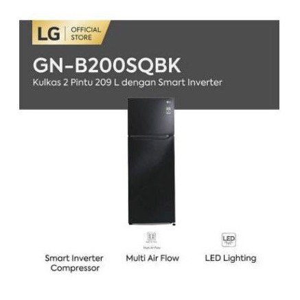 Lemari Kulkas 2 Pintu LG GN-B200SQBK Warna Hitam