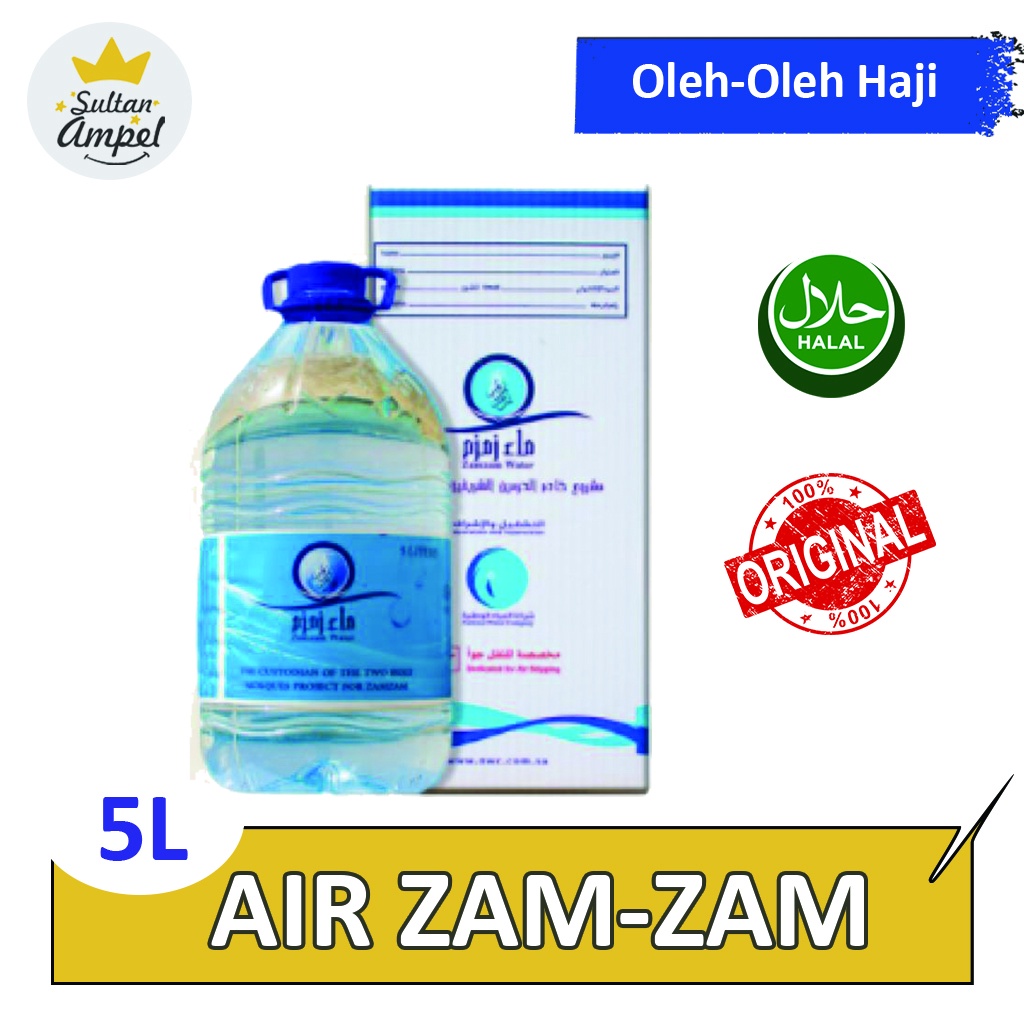 

Air ZamZam Asli Arab Kemasan Galon 5 Liter 5Liter Barcode Oleh Oleh Haji Umrah