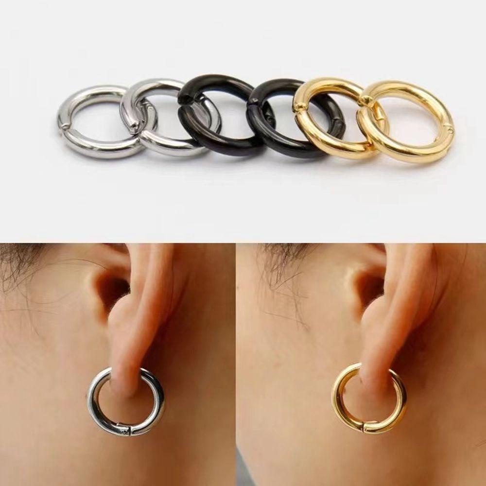 Anting Klip Tanpa Tindik Bahan Titanium Steel Warna Solid Untuk Pria Dan Wanita