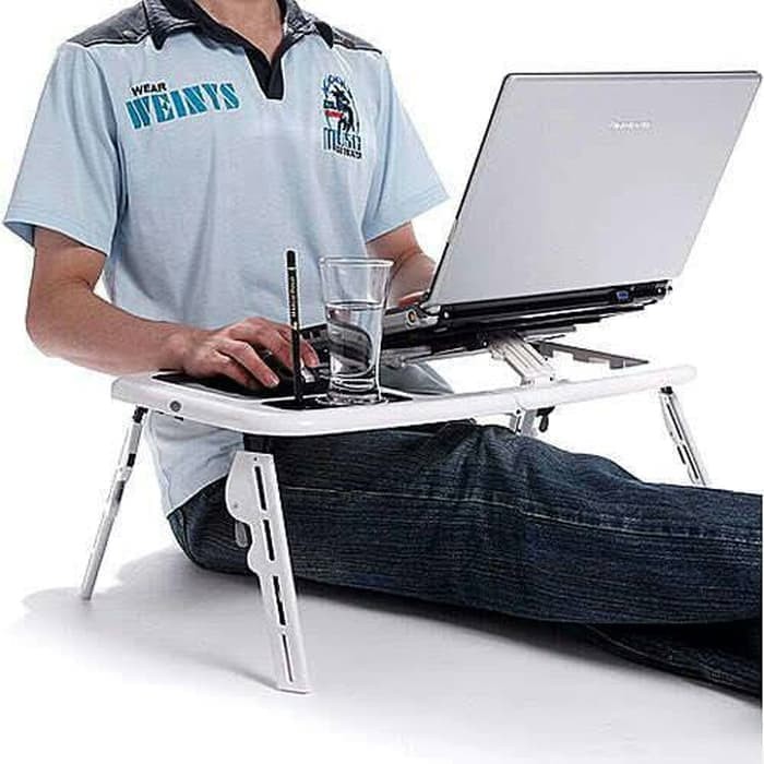 Meja Laptop Lipat Portable Dengan Pendingin Cooler