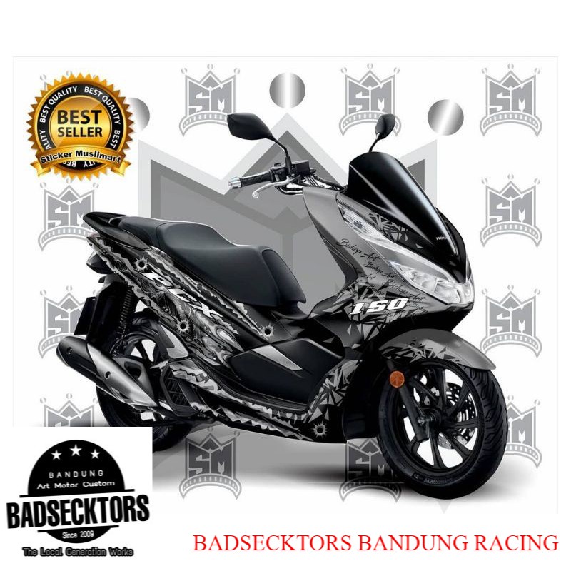 STICKER DECAL FULL BODY HONDA PCX 150 GRAFIS SILVER keren
