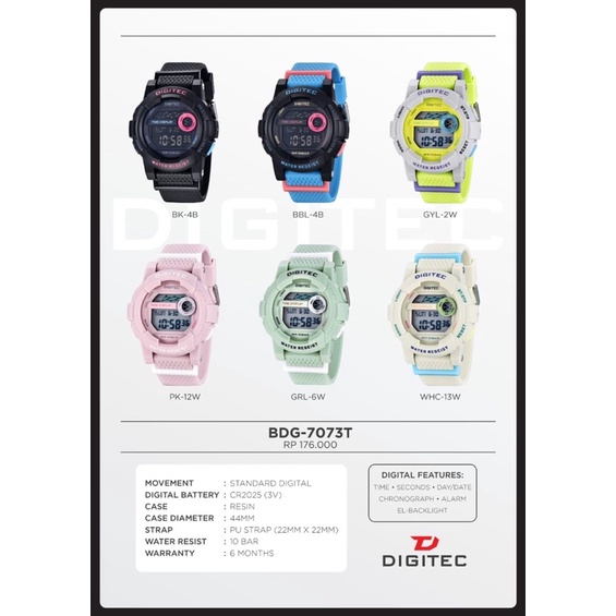 DiGITEC 7073 LADIES ORIGINAL 3CM DIAMETER WATER RESIS BERGARANSI