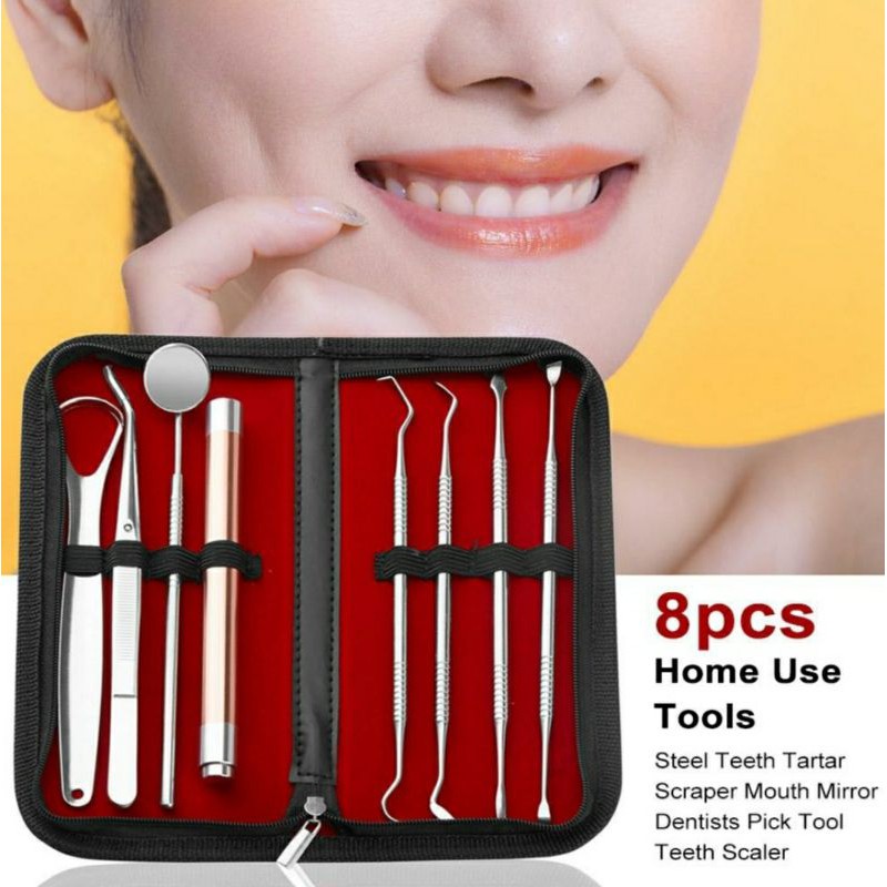 ALAT PEMBERSIH KARANG GIGI Manual Dental instrument Kit isi 8