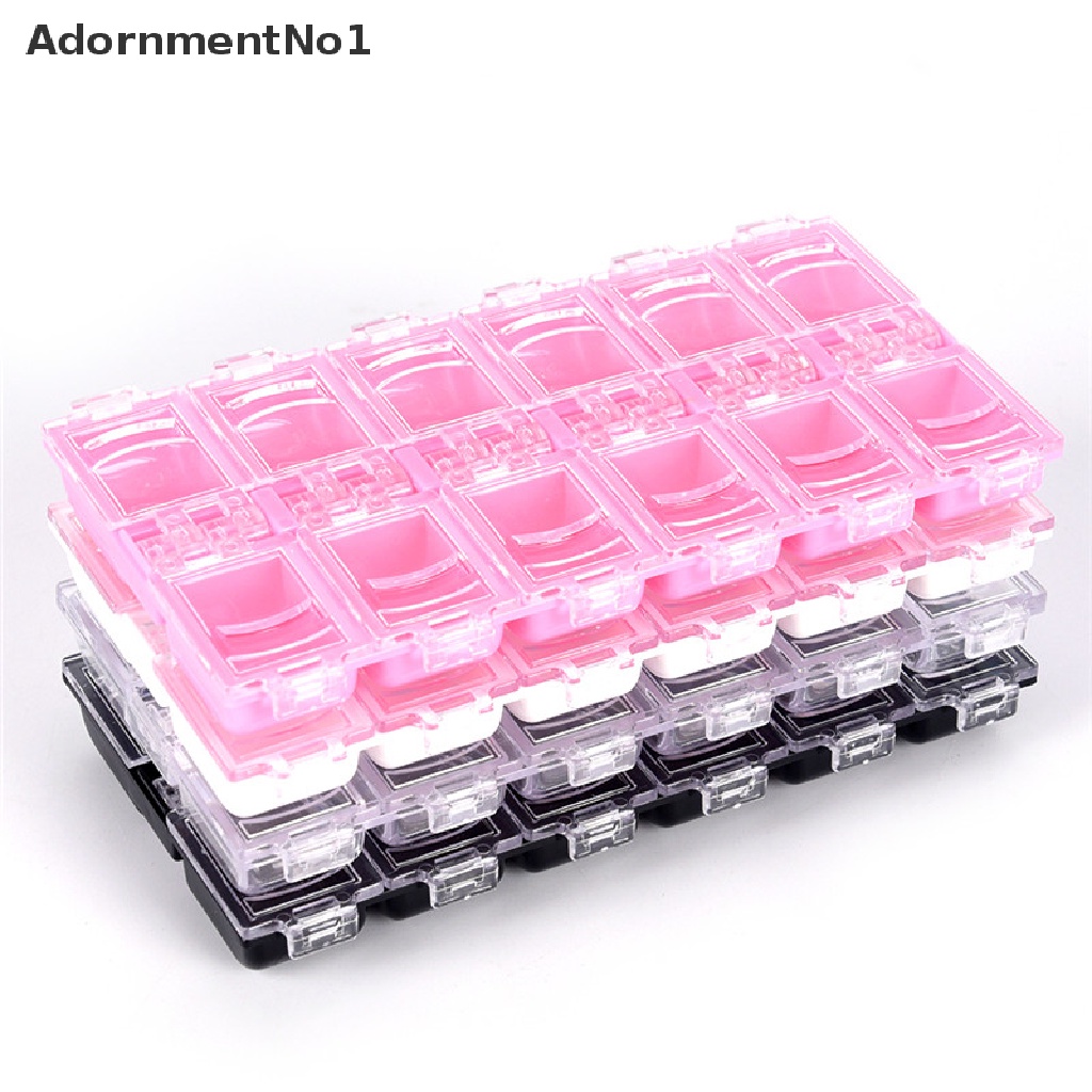 (AdornmentNo1) Kotak Penyimpanan / Organizer Perhiasan / Manik-Manik Nail Art 12 Slot Bahan Plastik