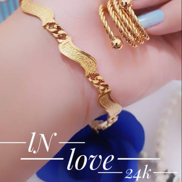 Gelang tangan lapis emas 24k