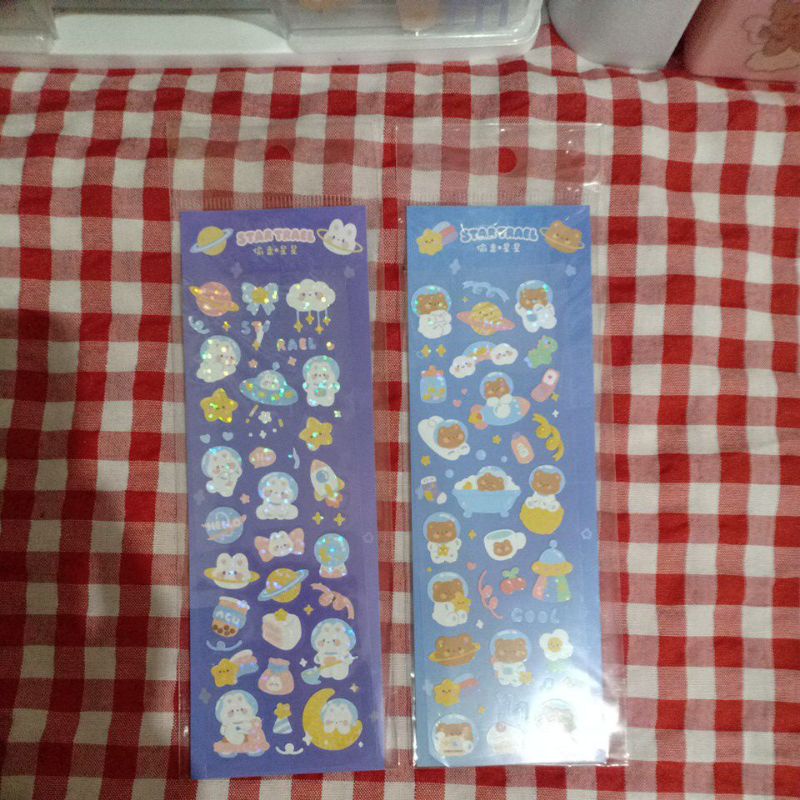 

1 lembar sticker motif beruang dan kelinci untuk dekorasi DIY