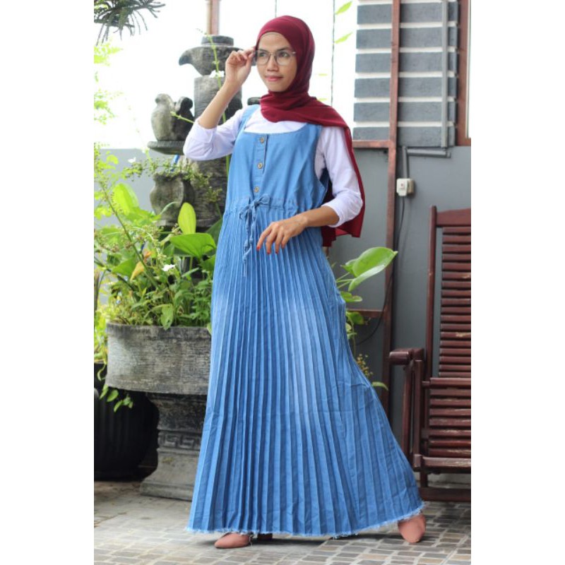 OVERALL JEANS PLISKET TANPA INER