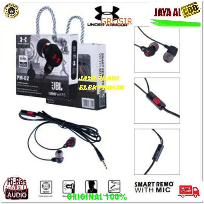 J334 HEADSET UNDER ARMOUR KABEL JACK 3.5 MM SUPER BASS EARPHONE EARPOD IN EAR HF DOUBLE DUAL SUPER MIC STEREO CALL HIFI KABEL CONROL MUSIK TELPON MEGABASS HANDPHONE AUDIO SUARA SMULE KARAOKE JERNIH DAN NGEBASS BISA SEGALA JENIS DAN MERK HANDPHONE LAPTOP