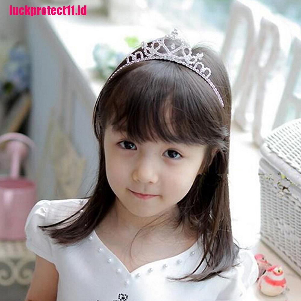 (LUCK) 1pc Bando Mahkota Princess Hias Kristal Berlian Imitasi Untuk Bayi / Anak Perempuan