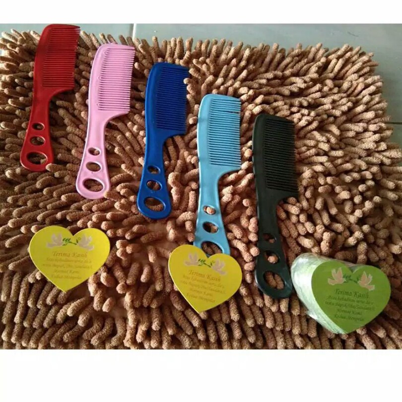 Souvenir Sisir Lobang Tiga Mini Kemasan Plastik isi 100pcs (Free Kartu Ucapan) bisa cod