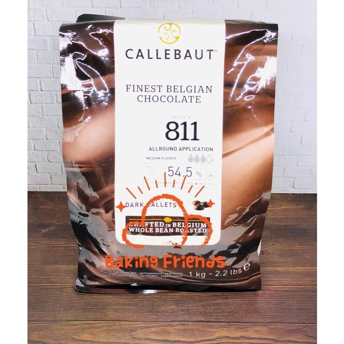 

Callebaut 811 Dark Chocolate 1KG/Dark Callets 54.5% KEMASAN ASLI 1 KG