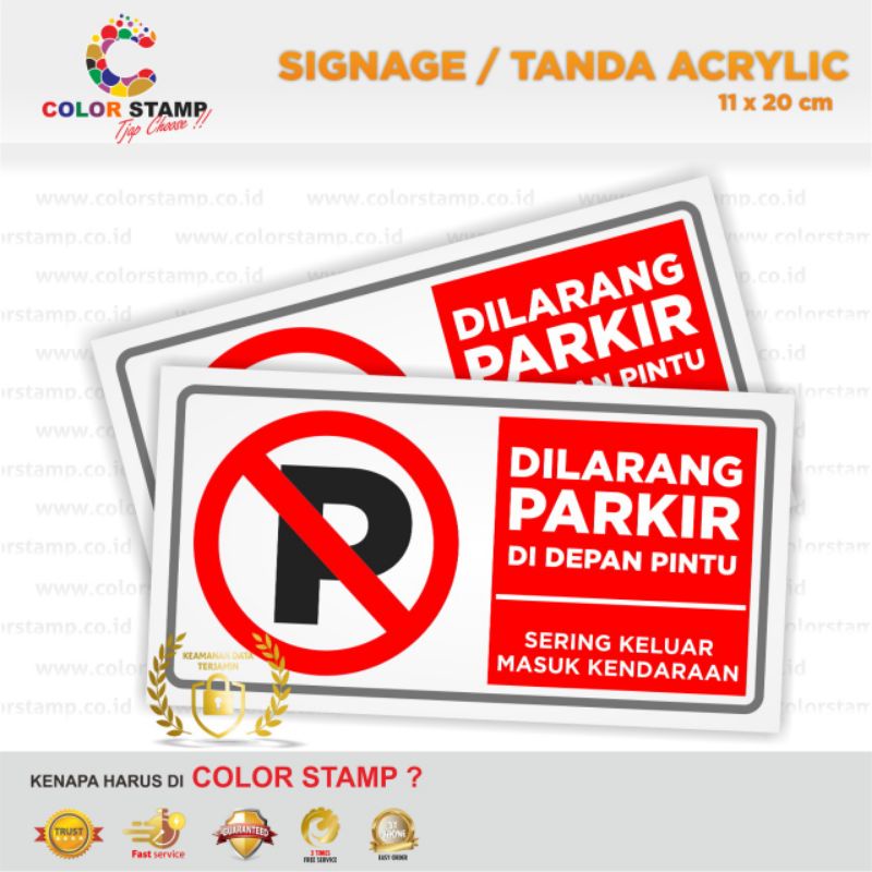 Papan Nama Akrilik/Sign/Tanda/Dilarang Parkir