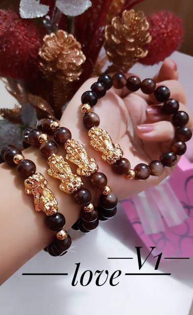 Gelang giok coklat naga