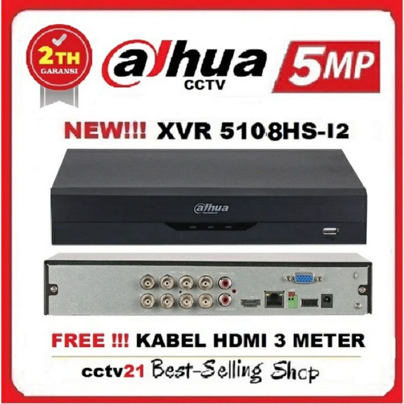 DVR 8 CHANNEL DAHUA XVR5108HS-i2 Up To 5MP Support Face Recognition ORIGINAL DAHUA GARANSI 2 TAHUN