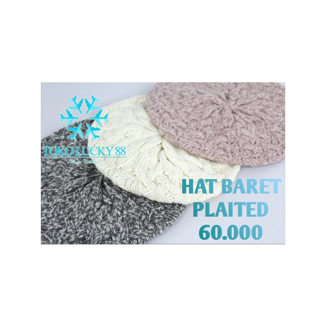 Topi Rajut Baret Wool Hat Baret Plaited