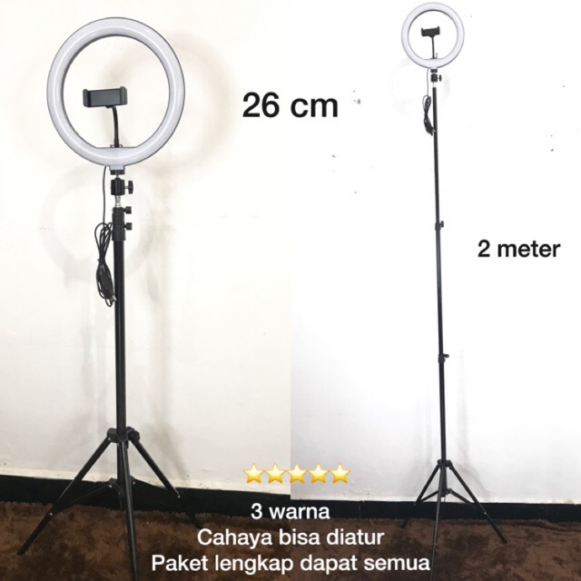 (COD) Ringlight 26 cm lengkap dapat tripod 2 meter selfie makeup lampu tiktok