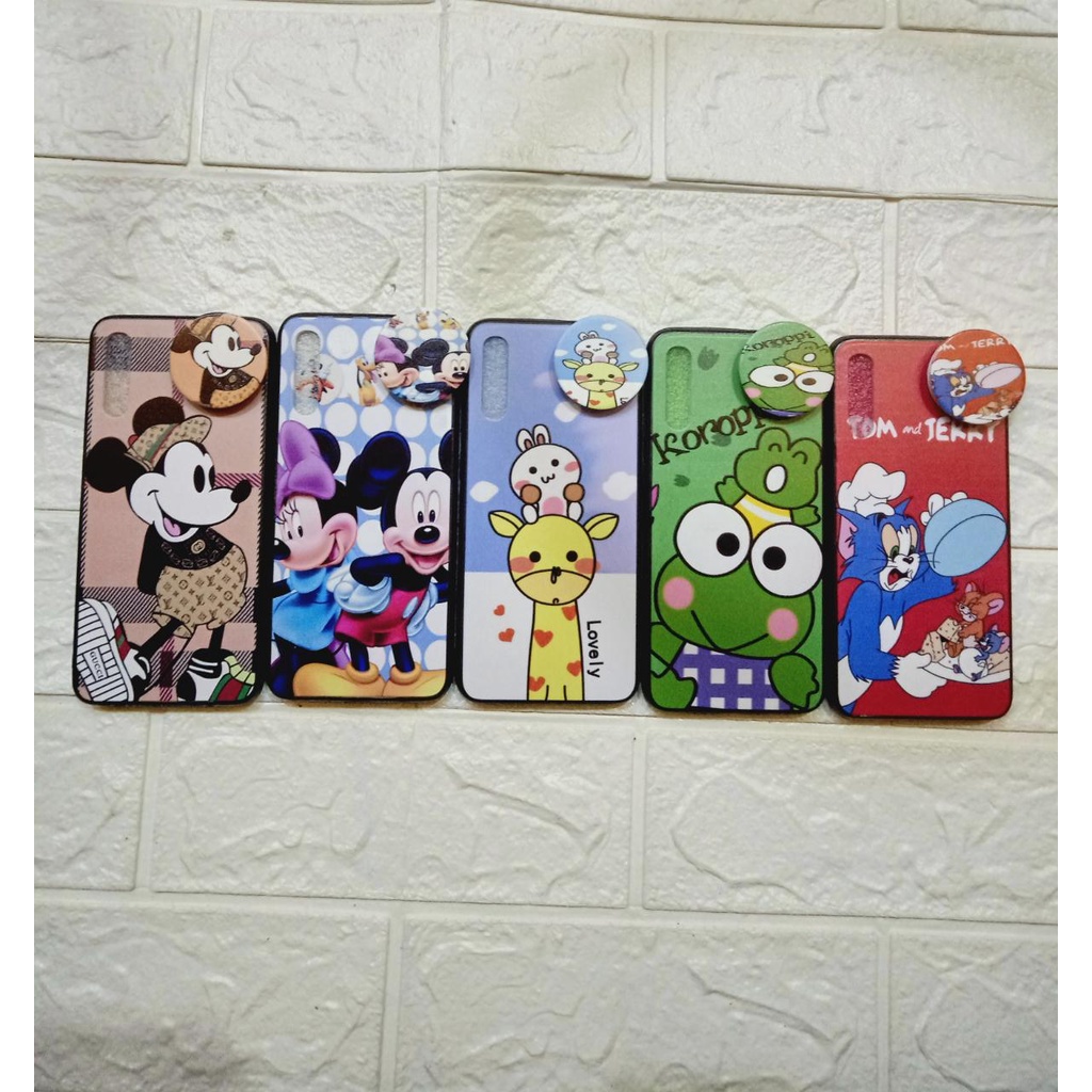 Case Pop Sockt SAMSUNG A30 S Motif kkartun lucu Keroppi, Mickey mouse, Hello kitty, Jerapah Lovely