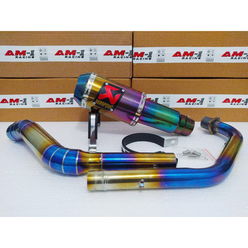 Knalpot Racing Bluemoon Akrapovic Gp M1 Lorenzo Pelangi R15 V2 V3 Vixion new old MT15 Byson Xabre