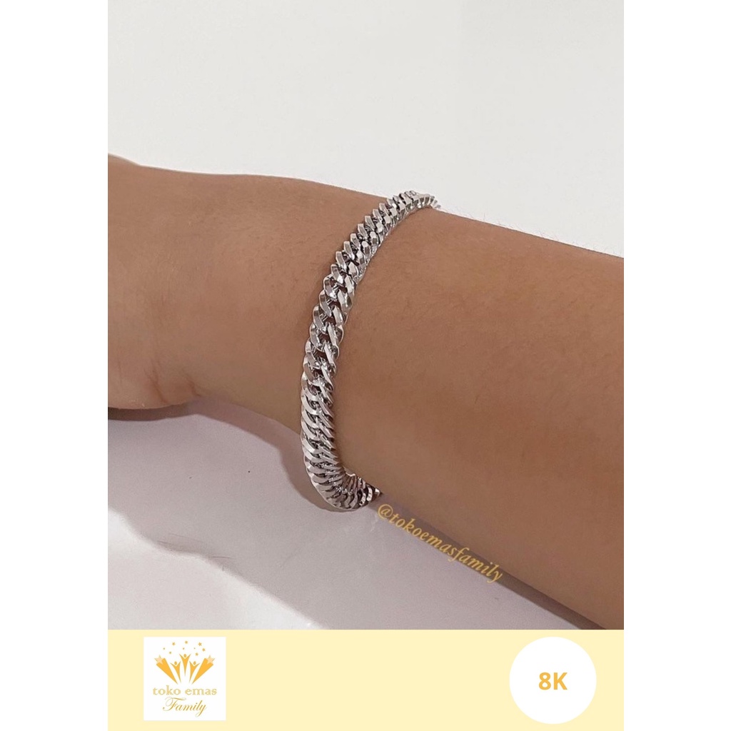Gelang Emas Putih Kadar 375 (8K) 420 (9K) Model Rantai 2 - 10 gram an (model Unisex bisa cowo cewe)