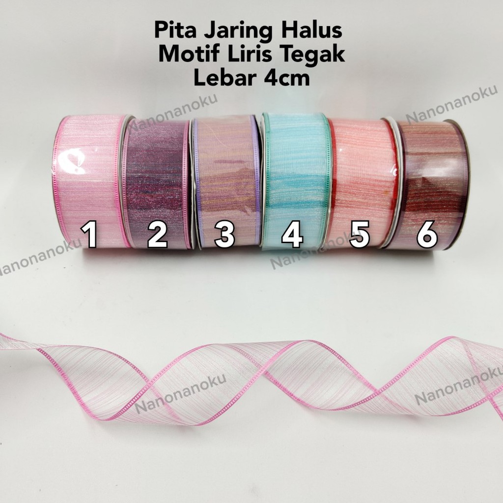 Pita Jaring 1,5 inch 4 cm Motif Liris Sangat Halus Hiasan Hampers Souvenir Mahar