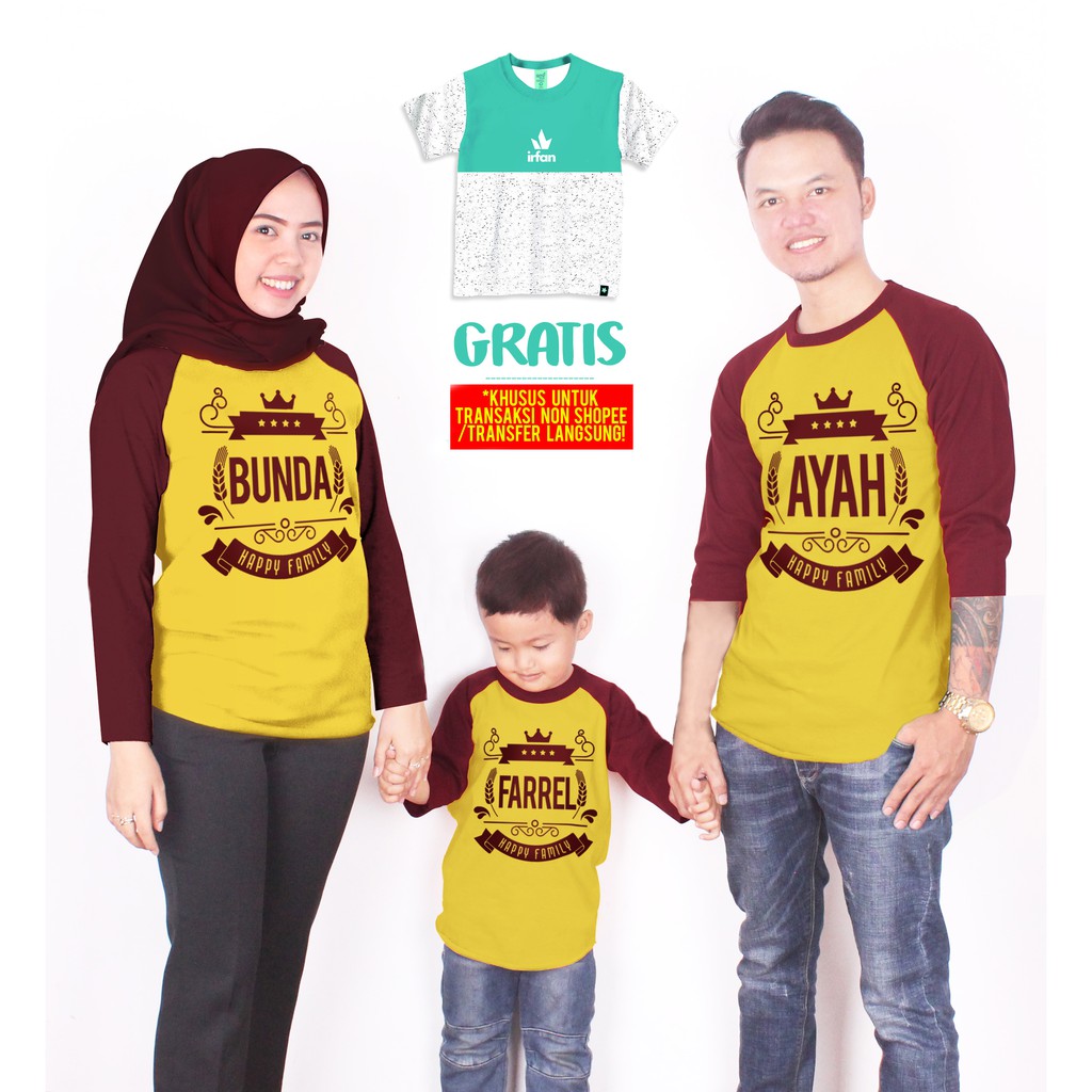 FREE sablon dan Mix warna Baju  Kaos CUSTOM keluarga Family 