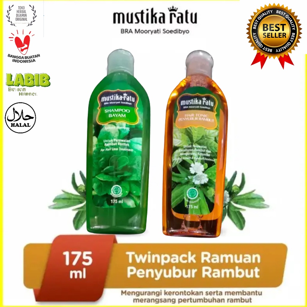 Jual Paket Mustika Ratu Shampoo Bayam 175 Ml Hair Tonic 175 Ml