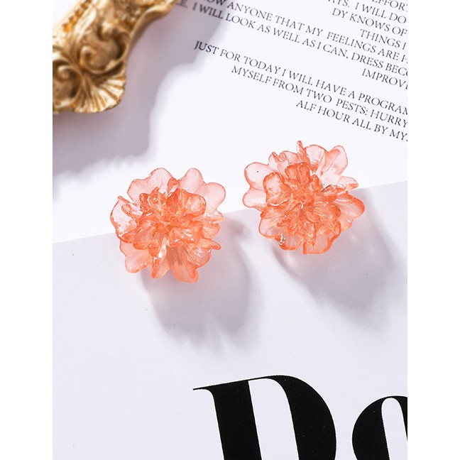 LRC Anting Tusuk Fashion 925 Silver Transparent Texture Acrylic Stereo Flower Earrings F5486X