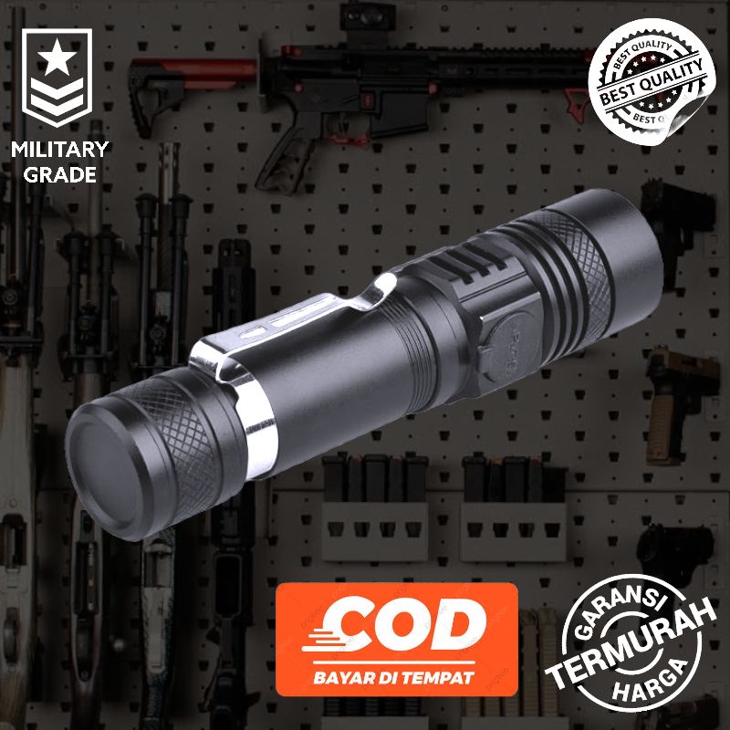 TERMURAH TaffLED Senter LED Cas USB XML T6 P15 Zoom Jarak Jauh Pocketman Waterproof Anti Air