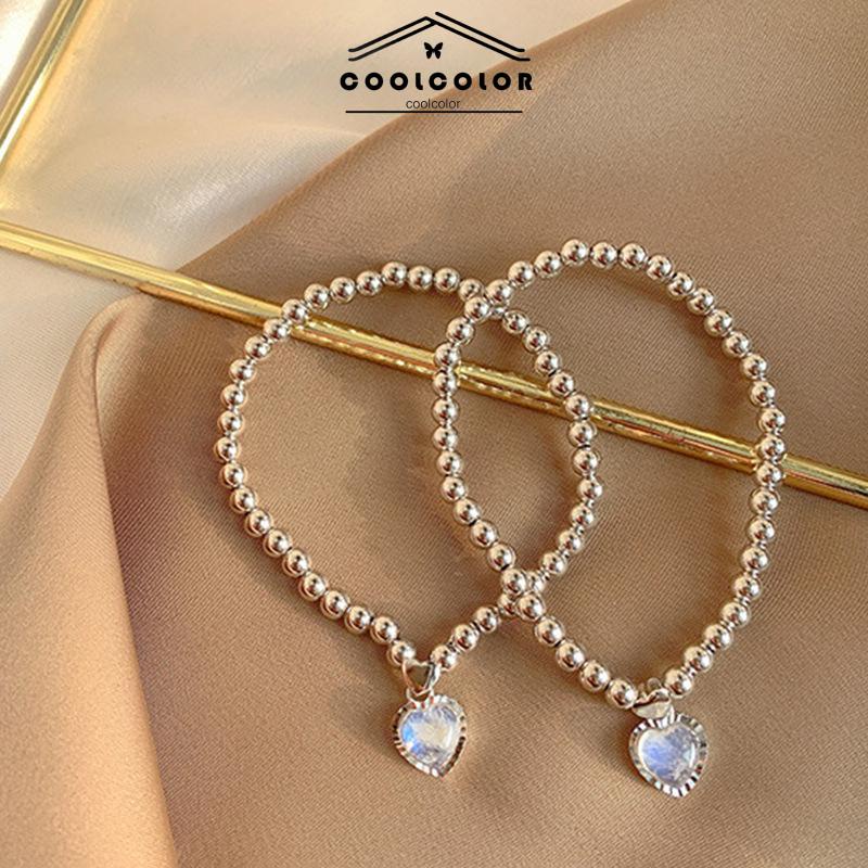 COD❤️Kalung Wanita Moonstone Cinta Liontin Manik-manik Gelang Kecil Gaya Sederhana Fashion Aksesoris Murah Jewelry