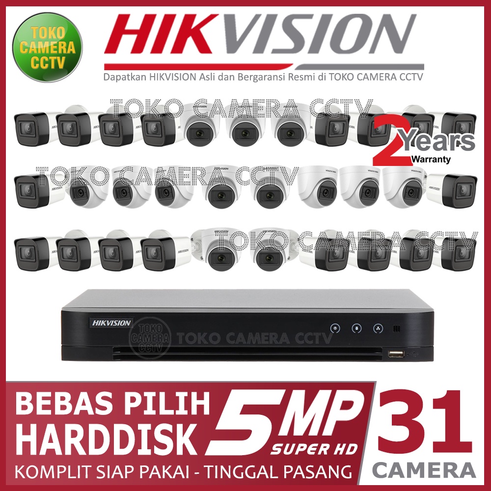 PAKET CCTV HIKVISION 5MP 32 CHANNEL 31 KAMERA