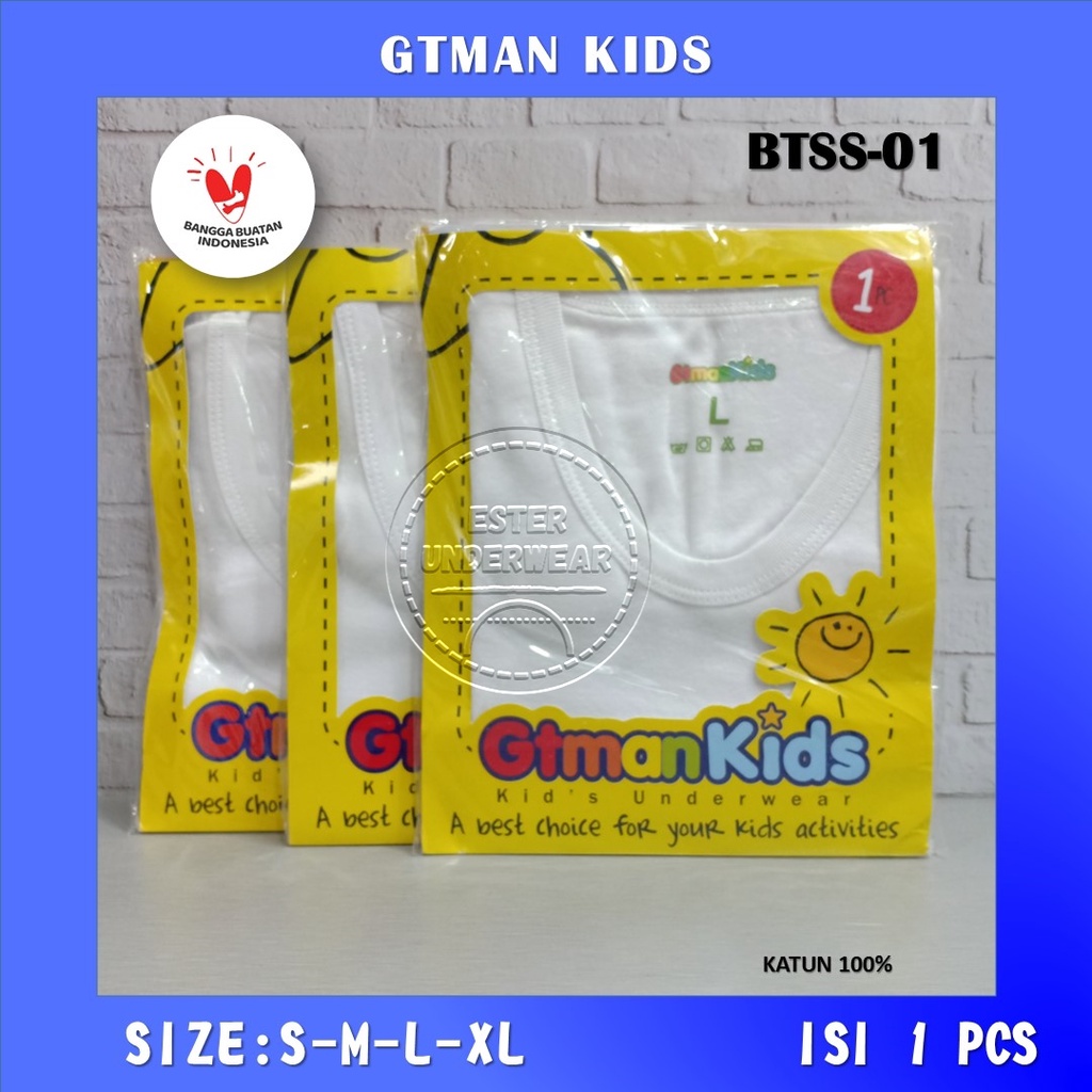 Kaos Dalam Singlet Anak Laki-laki GTMAN KIDS BTSS01 PUTIH ISI 1PCS