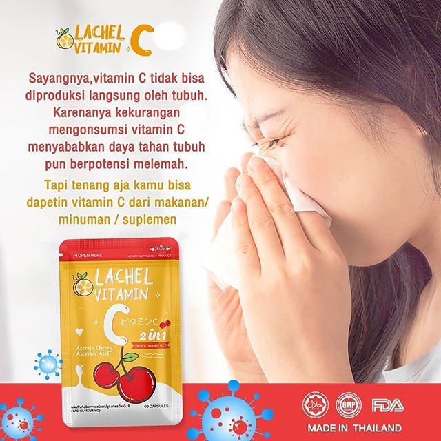 Lachel Vitamin C - 2 in 1 isi 60 KAPSUL 100% ORIGINAL THAILAND TERMURAH by Skinest